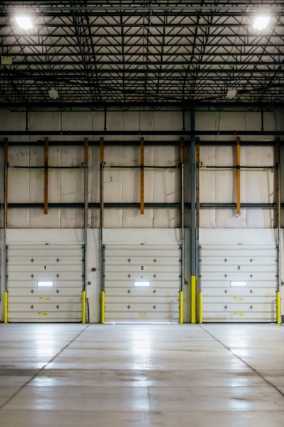 Numbered loading bays at a warehouse